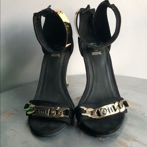 Jeffrey Campbell "Fuck Off" Gold and Black Suede